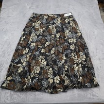 White Stag Skirt Womens 18/20W Black Casual Elastic Waist Floral Pull On Pleated - $25.72