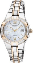 Seiko Diamond Solar Ladies Mother of Pearl Watch SUT068 - $385.11