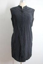 AllSaints XS/S Washed Black Silk Sleeveless Button-Front Luna Shirt Tunic Dress - £35.12 GBP