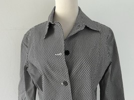 PURE AMICI Black/White Shirt Mid Weight Shirt/ Jacket M Excellent Stretc... - $0.98