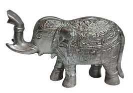 Metal Elephant Figurine Sculpture Statue Silver Color  - £39.92 GBP