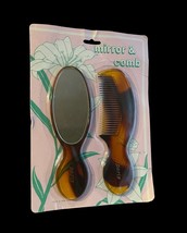 NOS Paris Purse Size Mirror &amp; Comb Set Tortoise Brown Hong Kong New! 197... - $18.57
