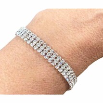 Swarovski Rhodium Crystal Deluxe Sparkling Tennis Bracelet 100% Authentic - $166.60