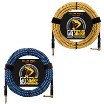 20Ft Blue &amp; 20Ft Yellow Guitar Cable Bundle - £61.79 GBP