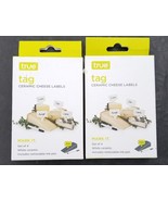 Tag 8 Ceramic Cheese Labels by True 2 sets of 4 White Flags Markers - £17.88 GBP
