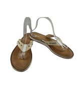 Clarks Flo Cherrymore Shoes Tan Beige 9 M Canvas Toe Thong Comfort Sandals - $24.57