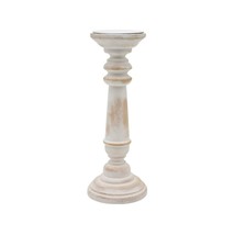 Vintage-Style Round Wooden Candle Stand in Antique White - $1,398.14 MXN