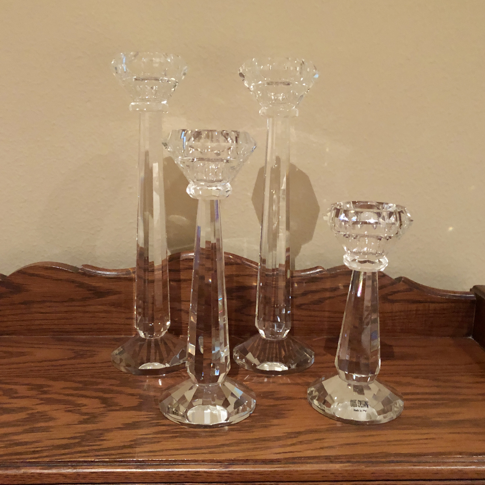 Oleg Cassini Crystal Candlesticks - Set of 4 - £78.45 GBP