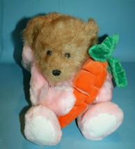 Dillards Teddy Bear Easter Bunny Rabbit 12&quot; Fuzzy Plush Pink Hoodie Carr... - £14.42 GBP
