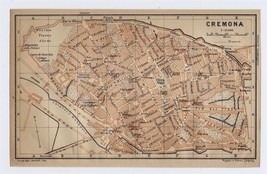 1906 Antique City Map Of Cremona / Lombardy / Italy - £16.84 GBP