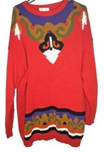 Vtg 80s 90s Women&#39;s Sweater B.I.B SML Sport Size 3XL Red Ugly Long Sleeve - £21.60 GBP