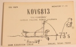 Vintage CB Ham radio Card KOV 6813 Dallas Texas Amateur Lone Star - £3.93 GBP