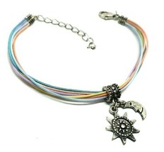 Ankle Bracelet Sun Moon Hippie Summer Multicolor Elastic Corded Anklet Wrist Fun - £6.23 GBP