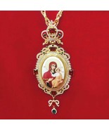 Pectoral Cross Necklace Red Zircons Crystals Orthodox Greek Crucifix Jew... - £32.16 GBP