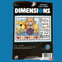 Dimensions Stamped Cross Stitch Paw Prints Kit #6931 (7” x 5”) Pets Cat Dog NEW - £8.59 GBP