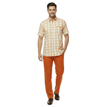Men 2pc Walking Leisure Suit Short Sleeves DREAMS Checker 282-18 Orange image 5