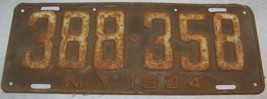 1924 ANTIQUE NY LICENSE PLATE NEW YORK 388-358 - £22.92 GBP