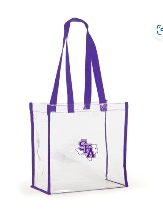 Desden Open Top Stadium Tote, Clear Stephen F Austin Lumberjacks.
