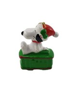 Vintage Peanuts Snoopy Ceramic Red Trolley Christmas Ornament - $556.74 MXN