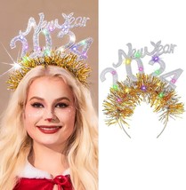 Light Up Happy New Year Headbands LED 2024 New Year Headband Tiara New Year Eve  - £28.83 GBP