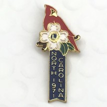 Lions Club Cardinal North Carolina 1971 Gold Tone Metal Vintage Pin Brooch - £9.68 GBP