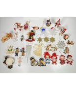 Christmas Tree Ornament Decorations Glass Wood Plush Toy Lot Of 30+ Vintage - $729.11 MXN