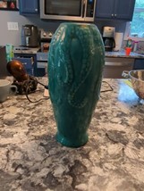 3D Octopus Vase 12&quot; Teal Blue Green Pottery Las Vegas World Market Beach Decor - £31.54 GBP