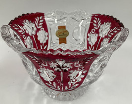 Vintage Anna Hutte Bleikristall 24% Lead Crystal Ruby Candy Dish Bowl 3.... - $27.71