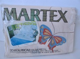 Vintage NEW Old Stock Martex Honai Mori Volante Butterfly Sheet Full Flat Cream - £20.14 GBP