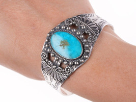 6 5/8&quot; c1950&#39;s Maisels Navajo sterling and turquoise bracelet - £280.72 GBP