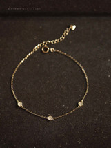 14ct Solid Gold Three Coin Bracelet Dainty, 14K Au585, Delicate, Fine Jewelry - £142.73 GBP+