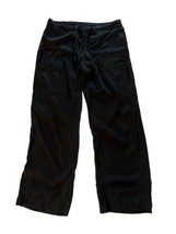 DKNY Womens Pants Black Wide Leg Tencel Drawstring Waist Sz 12 - £21.77 GBP