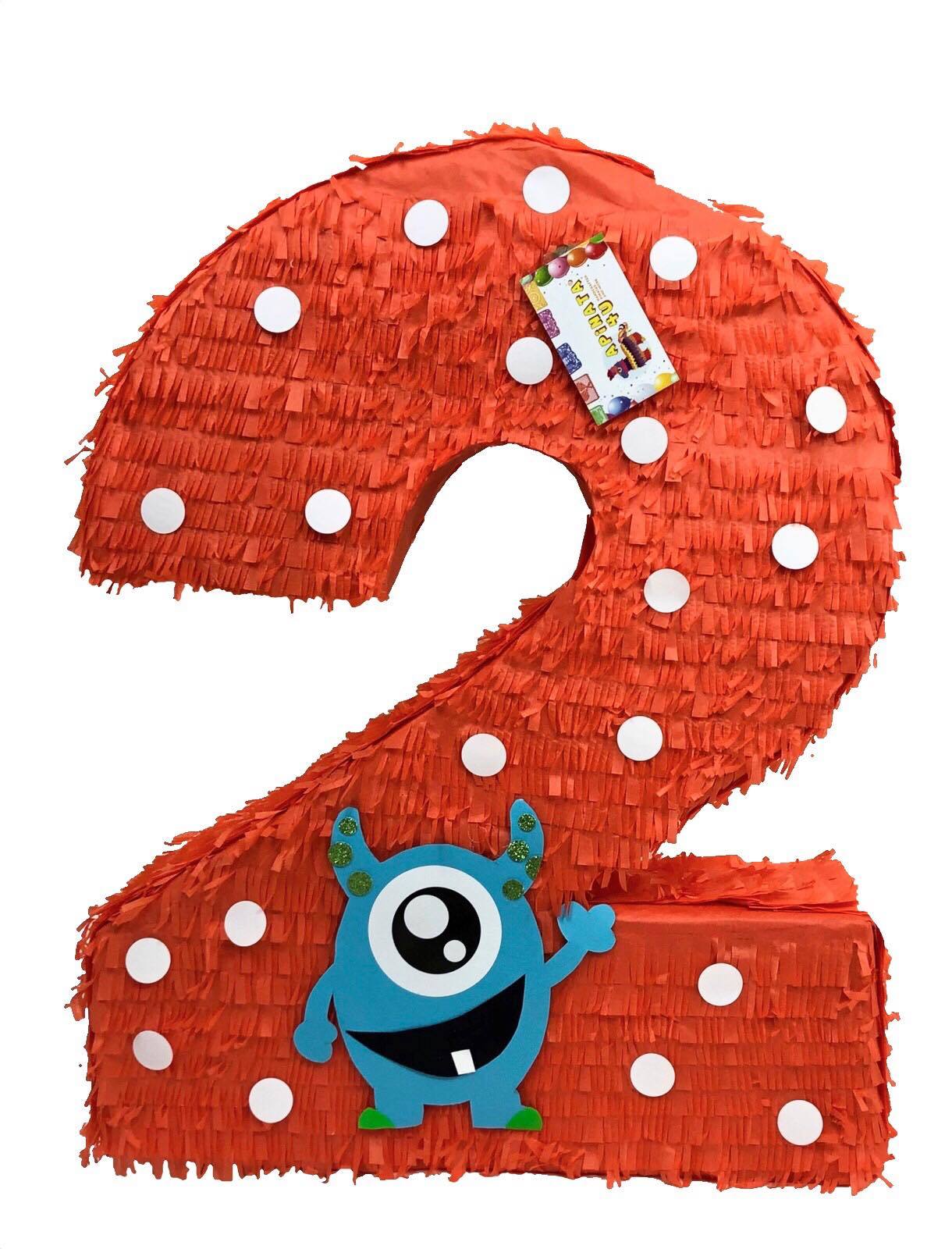 Large Number Two Pinata Monster Theme 20&quot; Tall Red Color - $39.99
