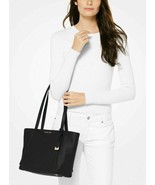 NEW MICHAEL KORS BLACK LEATHER ZIP TOP TOTE BAG - $206.87