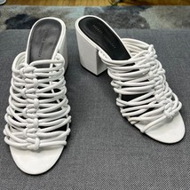 Rebecca Minkoff Calanthe White Sandal 11 Strappy Slip On 3.5&quot; Heel - £39.18 GBP