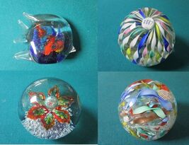 Crystal Murano Paperweight Fish Twist Ribbons Flowers  ^ - $115.99