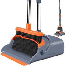 Upgrade Broom and Dustpan Set, Self-Cleaning with Dustpan Teeth, Indoor&amp;... - $37.86