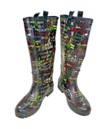 DKNY womens New York City Big Apple NYC Graffiti Tall Rain Boots Galoshe... - €35,46 EUR