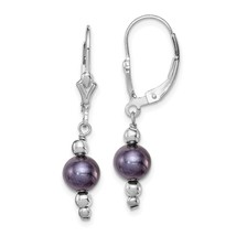 Sterling Silver Fwc Peacock Pearl With Bead Leverback Drop Earrings Jewerly - £23.00 GBP