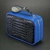Brizard and Co Traveler -Black Caiman Alligator & Blue Leather & Pocket Lighter image 2