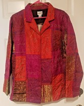 NWT Chicos Womens New Patch Woodbury Jacket Fuschia Size 3 Silk Blend MS... - $27.16