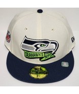 New Era Seattle Seahawks 59FIFTY Sideline Fitted Hat 7 1/4 NFL Cap Cream... - £27.25 GBP