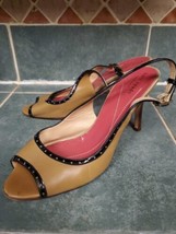 Kate Spade Patent Leather Beige With Black Trim Heels Stiletto Pumps Shoes Sz 8B - $34.55