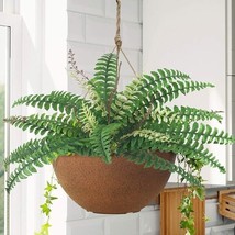 34&quot; Realistic Natural Look Hanging Boston Faux fern Silk Plants Artificial Décor - £22.09 GBP