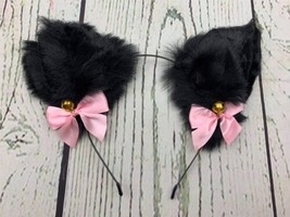Cosplay Girl Plush Furry Cat Ears Headwear Accessory for Cam Girl Party Black - £9.56 GBP