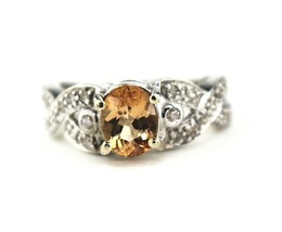 NEW Yellow TOPAZ Solitaire Diamond Ring REAL Solid 10 kw Gold 4.2 g SIZE 7.25 - £310.05 GBP