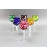 Cristallerie Lorraine France Colored Crystal Wine Glasses Set of 6 - £747.81 GBP