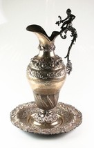 Antique Art Nouveau Cherub Repousse Silver Water Pitcher and Platter - £6,906.61 GBP