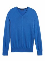 New Banana Republic Men Blue Silk Cotton Cashmere V-neck Long Sleeve Sweater S - £31.14 GBP