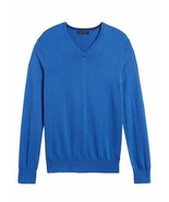 New Banana Republic Men Blue Silk Cotton Cashmere V-neck Long Sleeve Swe... - £31.81 GBP